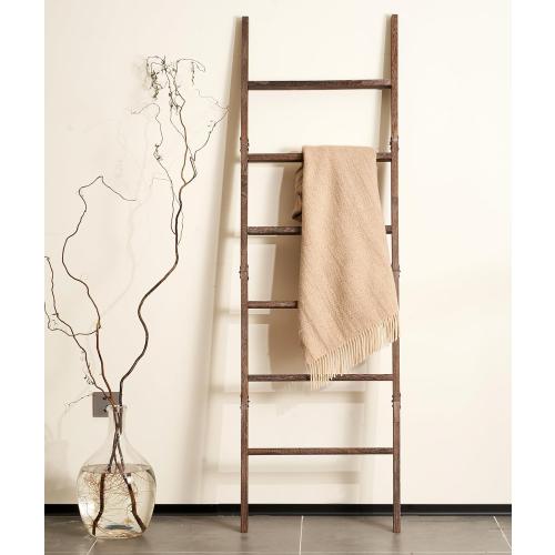 Blanket Ladder for The Living Room 6-Tier, Wooden Decorative Quilt Holder for Bed Room, Wall-Leaning Wood Towel Rack for Bathroom，Rustic Farmhouse Ladders for Display. (Washed Brown)