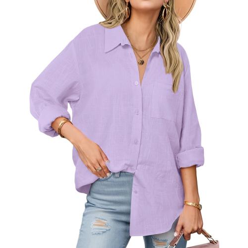 Size XL  Womens Button Down Shirts Long Sleeve Cotton Gauze Tops Casual Collared Blouses Loose Fit