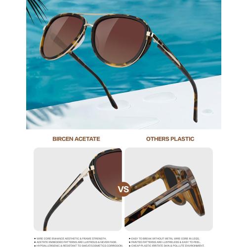 BIRCEN Polarized Sunglasses for Women UV - Protection Womens Retro Mirrored Shades with Acetate Frame BC2001