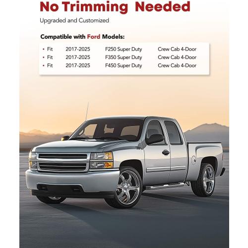 YHTAUTO Floor Mats Fit 2017-2026 Ford F-250 F350 F450 Super Duty Crew Cab (with Under Seat Storage & Carpet), TPE All Weather Odorless Floor Liner, F250 Car Accessories Front & 2nd Row Liner