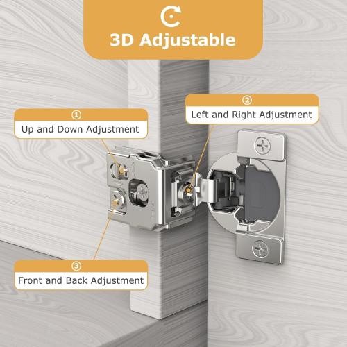 Size 50 pieces Furniware 50 Pieces 1/2 inch Overlay Soft Close Cabinet Hinges for Face Frame Cabinet, Stainless Steel, 105° Opening Angle, Concealed Self Closing Door Hinges- 3 Way Adjustment