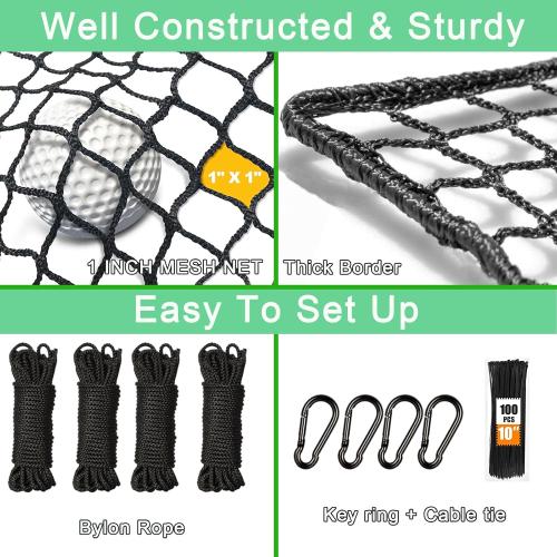 Storgem Golf Batting Cage Net with Extra Striking Net, Net Only, Heavy Duty Golf Hitting Practice Net, Backyard Batting Cage for Sports Training