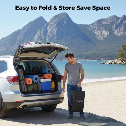 SUNNYFEEL 49 L Foldable Wagon Cart with Big Wheels - 550lbs Heavy Duty Extra Long Collapsible Shopping Cart - Utility Grocery Wagon for Garden Sports Camping Outdoor Activities (Blue)