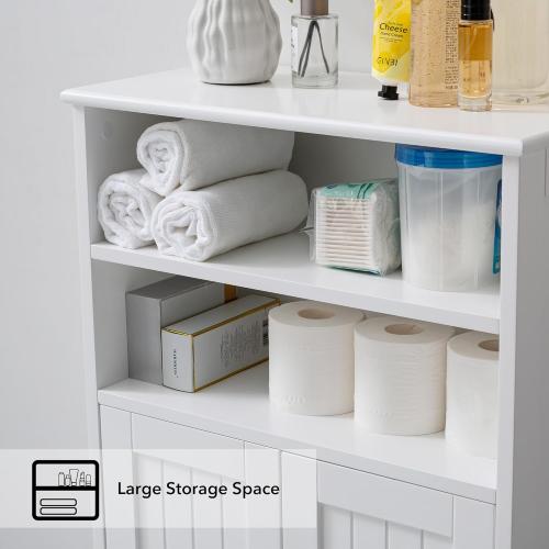 35 Bathroom Floor Cabinet with Doors - Freestanding Storage Cabinet for Bathroom, Laundry Room & Kitchen, Adjustable Shelves, Scratch-Resistant White Finish (22x11x35.8 Inch)