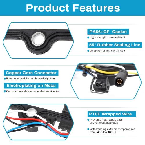 7.3L Valve Cover Gasket Set with Injector Glow Plug Harness | Compatible with 98-03 7.3 Diesel F81Z-6584-AA F81Z-9D930-AB Replacement