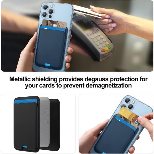 iLodn Magnetic Wallet Compatible with MagSafe for iPhone 17 16 15 14 13 12 Pro Max Air Plus Model, Mag 3 Safe Card Holder Stick on Accessories for Cell Phone & Case, Jet
