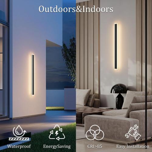 2 Pack 39.4In Long Outdoor LED Wall Light 3000K Modern Exterior Lighting Fixture Exterior Wall Sconce IP65 Waterproof for Garage House Porch