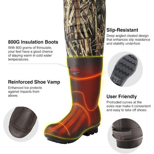 Size 11 TIDEWE Chest Waders, Hunting Waders for Men with Insulation, Waterproof Neoprene Camo Bootfoot Wader