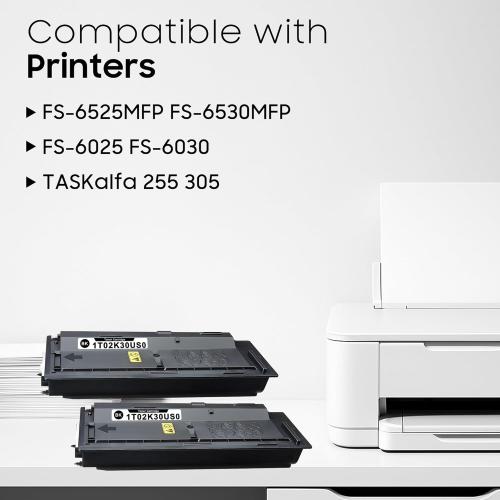 TintaF Compatible TK-477 TK477 Black Toner Cartridge 2-Pack 1T02K30US0 Replacement for Kyocera TK-477 TK477 Toner Cartridge for FS-6525MFP FS-6530MFP TASKalfa 255 and TASKalfa 305 Printer