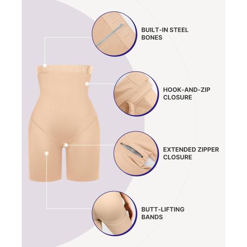 Size L SHAPELLX Shapewear Tummy Control for Women Butt Lifting High Waist Shorts Faja Body Shaper Thigh Slimming Panties