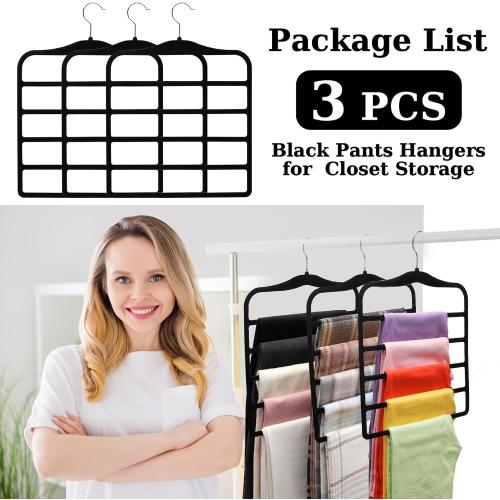 Closet Organizers and Storage,3 Pack Velvet Pants-Hangers-Space-Saving,Non Silp 5 Tier Scarf Jeans Organizer,Dorm Room Essentials for College Students Girls Boys Guys,Organization and Storage