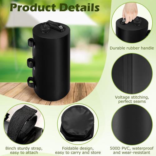 Canopy Water Weights Bag Set of 4, 176LBS Water Weights for Canopy Tent Legs, Heavy Duty Canopy Tent Weights for Gazebo, Pop Up Canopy, Tent, 4 x 20L, Black
