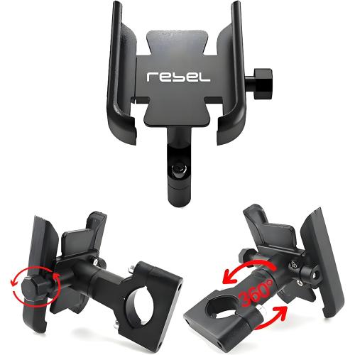for Honda Rebel 300 500 1100 CMX300 CMX500 CMX1100 Motorcycle Phone Holder Auxiliary Handlebar Nav Mount Fits Mobile Phones of 2.55-3.93 in