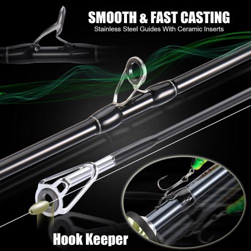 Sougayilang Baitcaster Combo, 30Ton 24Ton Graphite 2-Piece Blanks Casting Fishing Rod,SuperPolymer Handle, Hook Keeper with Camo Baitcasting Reel