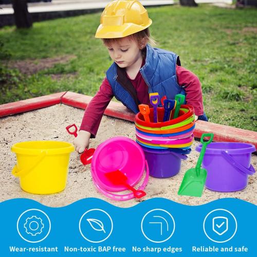 12 Pack Sand Buckets and Shovels for Kids 7.48 Inches | Beach and Sand Toys at The Beach | Use for Sand Molds at The Sandbox -12 Pail and 12 Shovel Set
