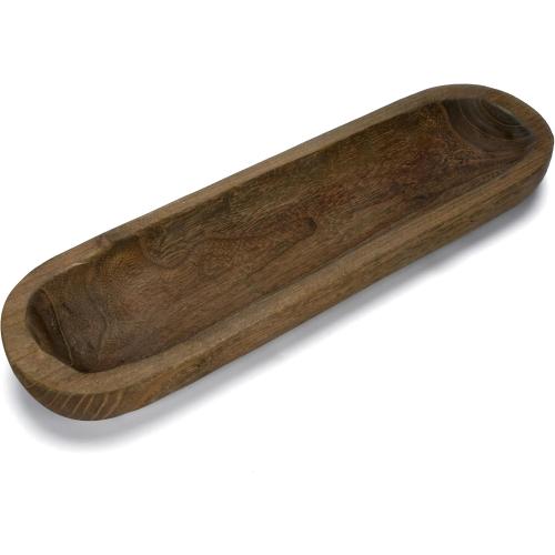 Wooden Decorative Farmhouse Dough Bowl Hand Carved Centerpiece (20 x 6 x 2 inches)