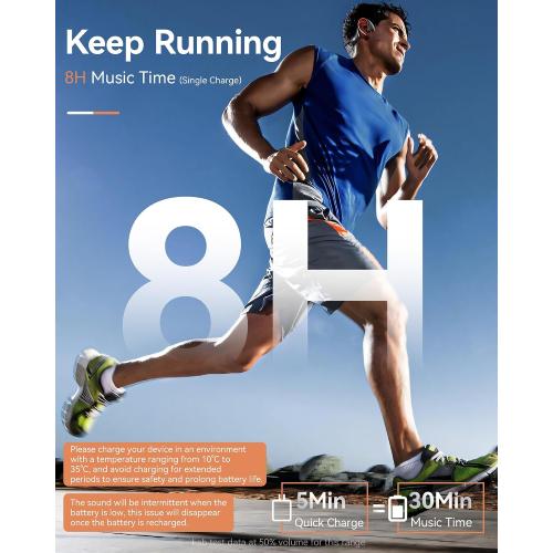 Open Ear Sport Headphones, Wireless Bone Conduction Earphones, Built-in 32GB MP3,with Mic, IP68, Sweat & Water Resistant, Up to 8 Hours Battery, Bluetooth 5.3,for Running,Workouts