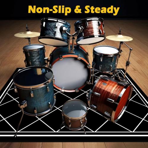 Size 47x71in Color Black and white Drum Rug, Drum Mat, Electrical Drum Carpet, Tightly Woven Fabric with Non-Slip Bottom, Soundproof Rug Pads, Drum Accessories for Drum Set(White,4x6ft/47x71in)