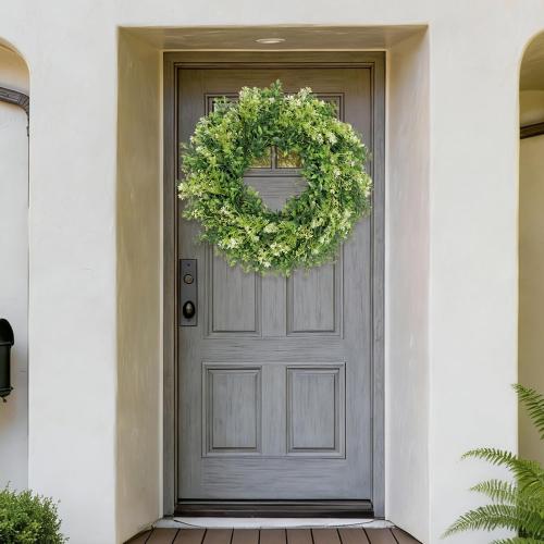 28 Inch Large Eucalyptus Wreaths for Front Door Artificial Green Leaves Greenery Indoor Outdoor Wreath Home Decor Porch Window Wall Farmhouse Door Decorations Spring Summer Fall All Seasons