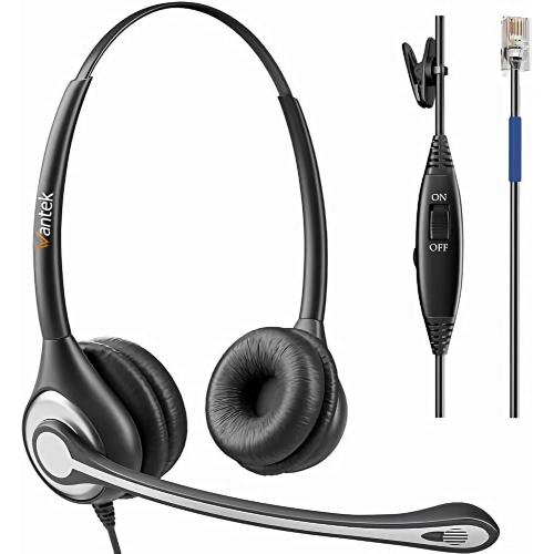 Wantek Cisco Phone Headset with Microphone Noise Cancelling, RJ9 Telephone Headsets Compatible with Cisco Office Phones 7940 7942 7945 7960 7962 7965 7811 7821 8811 8841 8845 8851 Plantronics M12 M22