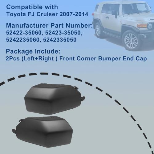 2 Pcs GXARTS 2PCS Black Driver & Passenger Side Front Corner Bumper End Cap 5242235060 Compatible with Toyota FJ Cruiser 2007-2014