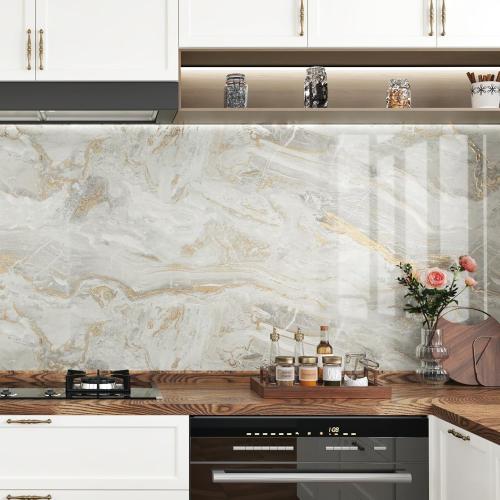 Large Gold Marble Contact Paper for Countertops 24 x 394 Shiny Marble Counter Top Peel and Stick Waterproof Wallpaper Vinyl Wrap Removable Granite Contact Paper for Kitchen Cabinets Desk