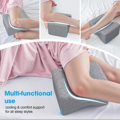 Knee Pillow for Side Sleepers, Leg Pillow with Cooling Gel, Grey/X-Large
