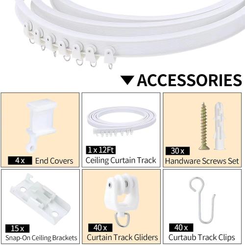 Flexible Bendable Ceiling Curtain Track, 5m (16.4ft), Ceiling Track Ceiling Mount, for Curtain Track with Track Curtain System, RV Curtain Spacer, Curtain Ceiling Track