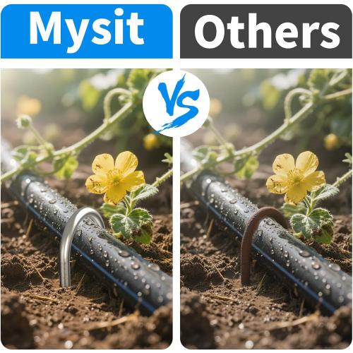 MySit 12 Inch 12 Pack Heavy Duty U Shaped Garden Stakes, 11 Gauge Galvanized Fence Stakes Landscape Staples Metal Yard Stakes for Ground, Drip Hose, Inflatables, Outdoor Decorations