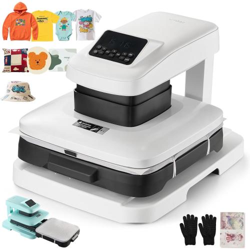 VEVOR Auto Heat Press Machine, 15 x 15 inch, T-Shirt Press Machine with Auto Release and Adjustable Pressure, Digital Display, Rapid Heating, for Sublimation, Vinyl, Heat Transfer Projects, White
