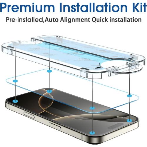 amFilm Auto-Alignment OneTouch for iPhone 16 Pro [6.3''] Screen Protector   Camera Lens Protector, Tempered Glass, 30 seconds Installation, Bubble Free, Case Friendly, Anti-Scratch [2 2 Pack]