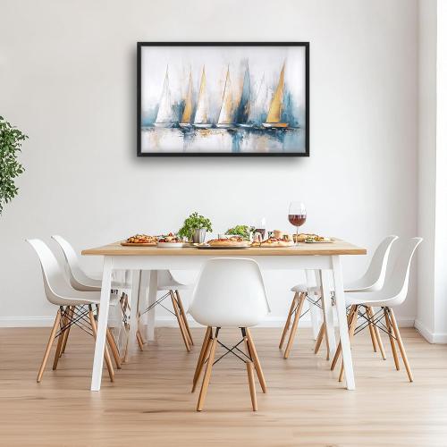 Sailboat Wall Art Abstract Nautical Pictures Wall Decor Framed Canvas Prints Artwork Paintings Home Office Decorations for Living Room Bedroom Dinning Room Corridor 36x24