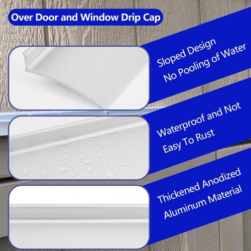 Aluminum Overhead Door Rain Drip Cap Guard - 43.3' Drip Edge Flashing, Deflector, Diverter - Anodized Silver, 2PCS
