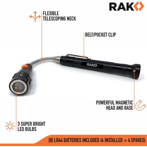 RAK Magnetic Pickup Tool Gifts for Men - Telescoping Magnet with LED Flashlight and 22 Inches Extendable Neck, Cool Gadgets Stocking Stuffer Holiday Christmas Gifts for Dad, Husband, Grandpa, Handyman