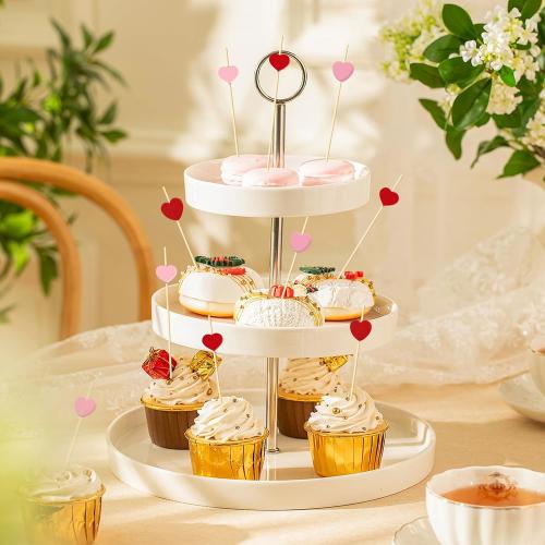 120 PCS Red Love Heart Shaped Cocktail Picks, Toothpicks for Appetizers | 4.7Inch Bamboo Fancy Tooth Picks Cocktail Skewers Sticks Selected for Appetizers, Weddings, Valentines Day
