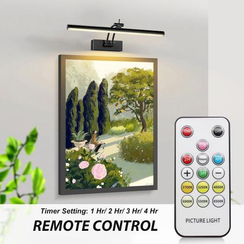 Yuichoy 2 Pack Picture Lights for Wall Battery Operated, 12 inch Wireless Art Lighting for Painting, 6 Colors Picture Frame Lights with Remote, Dimmable 4200mAh Gallery Light, Black