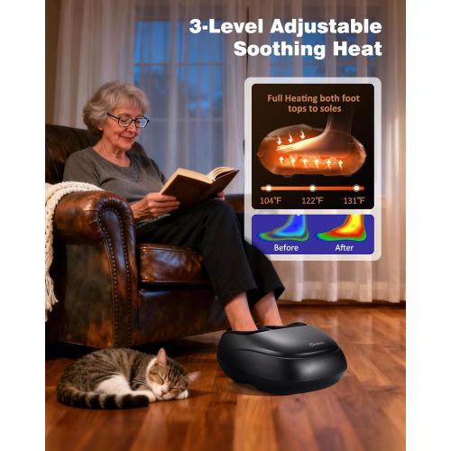 KNQZE Shiatsu Foot Massager with Heat and Compression, Deep Kneading Foot Massage for Plantar Fasciitis Relief, Remote Control, Multi Massage Modes, Auto Shut-Off Timer, FSA Eligible, Mothers Day gift