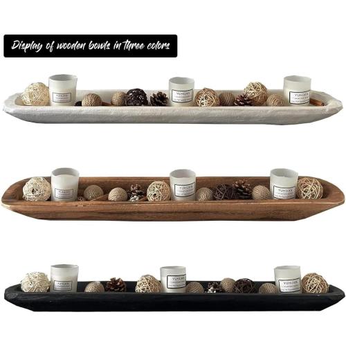 Wooden Dough Bowl Decor, Vintage Wooden Bowl Hand Carved Home Decor for Dining Table Center, Living Room, Kitchen Decor. (30inch brown)