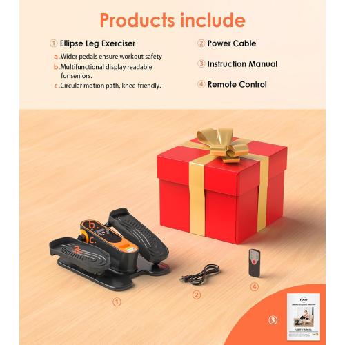 Color Orange 2025 New Under Desk Elliptical Machine,Portable Seated Pedal Exercise Machine for Seniors,Mini Ellipse Leg Exerciser with 12 Adjustable Speeds&Remote Control,Quiet&Compact for Home Office(Orange)