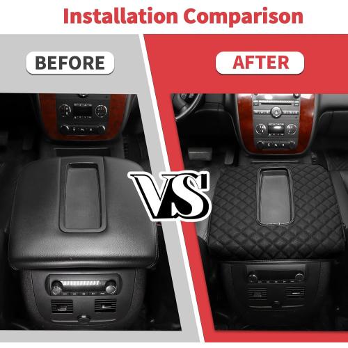 Jimen Car Center Console Cover Pad Fit for Chevy Silverado/Avalanche/Tahoe/Suburban 2007-2013, Leather Armrest Cover Fit for GMC Yukon 2007-2013 (Black)