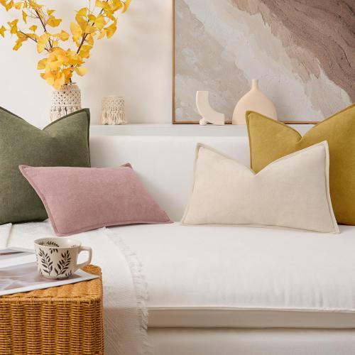 Kevin Textile Soft Waterproof Lumbar Pillow Cover 14x24 1 Pack, Beige