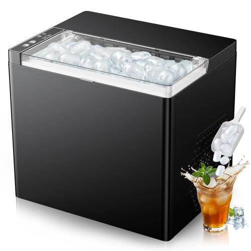 ORFLROA Ice Makers Countertop, 9 Ice Cubes in 6 Mins Portable Ice Maker, 2 Sizes of Bullet Ice (S/L) Small Ice Machine for Home Kitchen Camping (Inky)