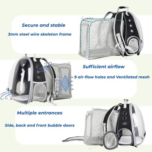Lollimeow Cat Carrier Backpack, Expandable Bubble Pet Carrier for Cats and Small Dogs, Airline Approved Travel Backpack for Hiking, Walking & Outdoor Adventures - Supports up to 14 lbs