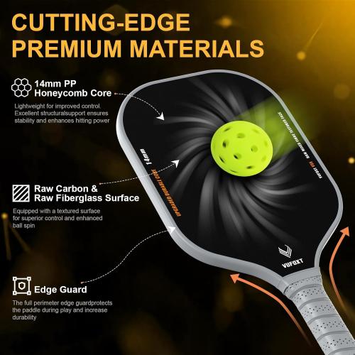 Pickleball Paddles Set of 2/4, USAPA Approved Carbon Fiber Surface Pickle Ball Set - 14mm PP Honeycomb Core of Lightweight Pickleball Rackets -Suitable for Beginners' Training and Game（Blue）