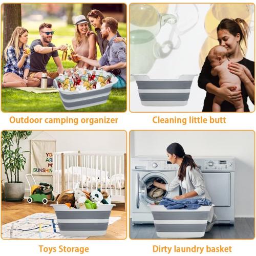 Goderewild 7.1 Gal/27L Multipurpose Collapsible Pet Bathtub Upgraded with Drainage Hole and Pet Hair Collector for Bathing/Shower, Portable Laundry Basket-Foldable Bathing Tub-Storage Organizer.