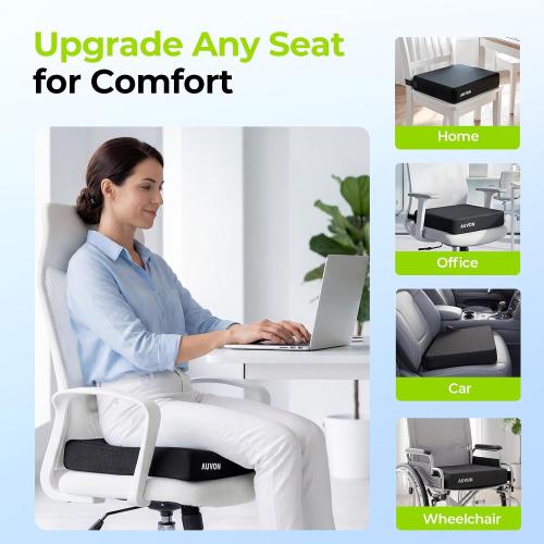 AUVON Gel Ventilation Seat Cushion with Innovation Heat Dissipation Design | Supportive Memory Foam Wheelchair Cushion for Back & Tailbone Comfort, Waterproof Cover, Anti-Sore & Ulcer, Buckle Strap