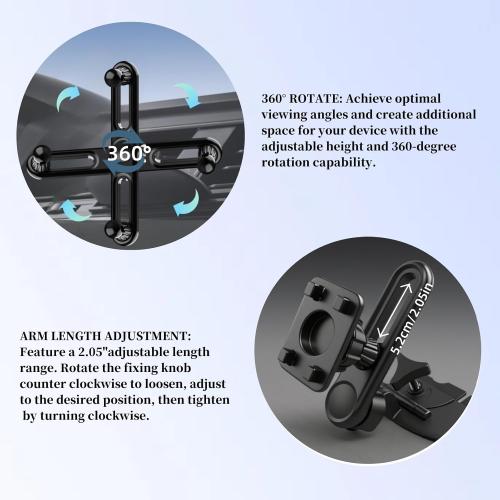 Extended CD Slot Mount for CarPlay Screen Adjustable Arm and 360° Rotating Universal Head 17mm Compatible with in-Car Monitors CD Slot CarPlay Mount