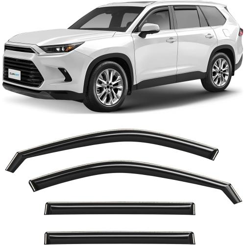 CLIM ART in-Channel Incredibly Durable Rain Guards for Toyota Grand Highlander 2024-2026, Original Window Deflectors, Vent Deflector, Vent Window Visors, Dark Smoke Car Accessories, 4 pcs - 624395