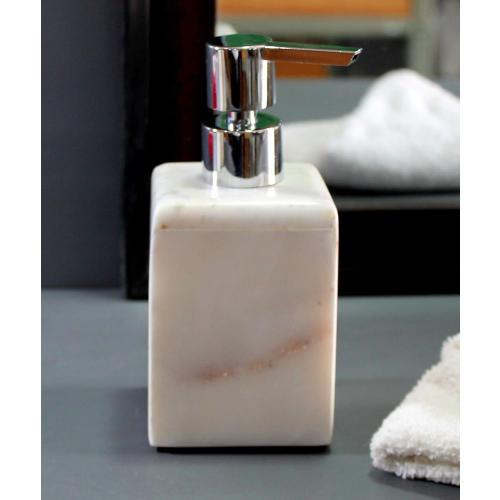Soap/Lotion Dispenser - Made of Genuine Indian Marble - Luxury Bathroom Accessories Bath Set - White