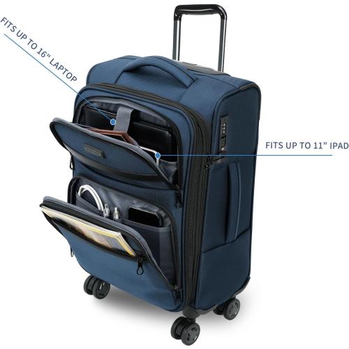 KROSER Softside Expandable Carry On Luggage with Spinner Wheels & Built-in TSA Lock, Durable Suitcase Rolling Luggage with USB Port, Carry-On 20-Inch, Haze Blue